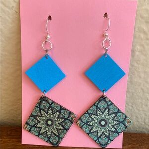 5/$10❤️❤️❤️NEW Blue and Patterned Geometric LIGHTWEIGHT Earrings